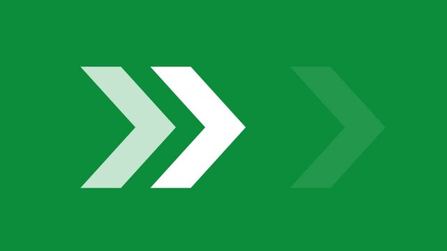 Animated forward arrows on green screen motion background