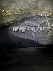 Gold color on ice cave ceiling