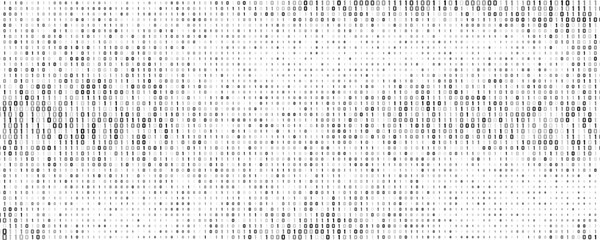 Minimalist binary code with black digits 0 and 1 on white backdrop. Data processing with programming. Coding concept for scientific technology presentation. Vector illustration.