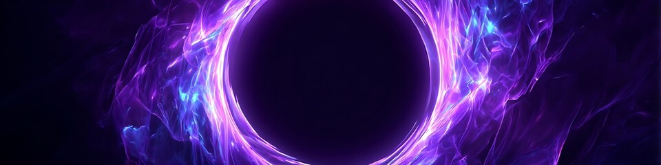 deep purple stylized charge disk with abstract vortex glow digital flare animation tech-inspired editorial style