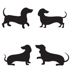  Flat design dachshund silhouette set