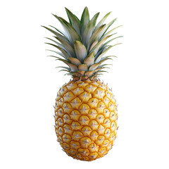 Fototapeta premium Fresh pineapple on a transparent background with vibrant green leaves and yellow texture, pineapple isolated on transparent