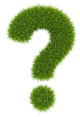 Grass question mark  or symbol. Eco question mark on transparent background. Representing reasoning, logic, and thrust for knowledge.