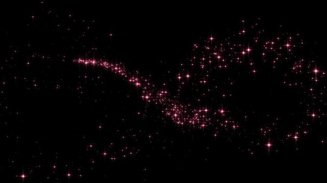 pink sparkle particle glitters infinity light trail alpha channel loop 4k animation, shiny glowing red stars on transparent background overlay design element	