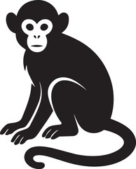 Black and White Monkey Silhouette Vector Primate Animal Clipart for Wildlife Design Jungle Themes Kids Books Logos and Educational Graphics