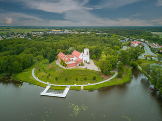 Naklejka premium Castle and church in Gostynin, Poland.