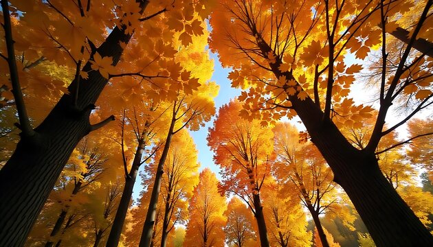 Majestic golden autumn leaves shimmering under a deep blue sky

Captures the warmth of fall with rich hues and clear, vibrant atmosphere

Ideal for seasonal content, nature blogs, or travel promotions