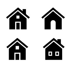 Fototapeta premium Set of Minimalist Black and White House Icons – Flat Style Vector Collection