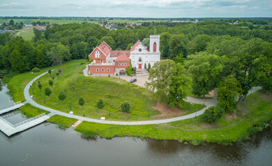 Obraz premium Castle and church in Gostynin, Poland.