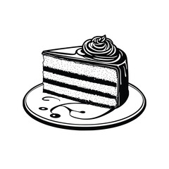 Vector Silhouette art of  Slice cream cake