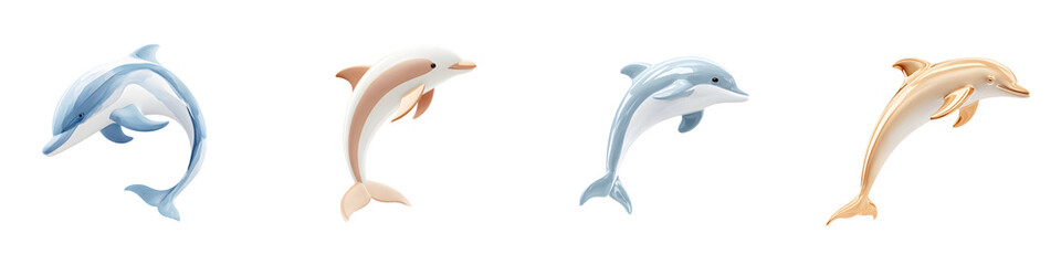 Obraz premium Playful dolphins jumping in the ocean