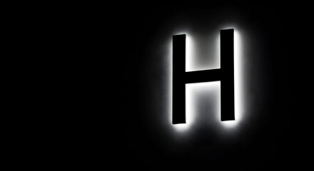 Illuminated Capital Letter H Modern, Minimalist Design Element