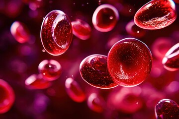 A close up of red blood cells in motion
