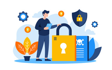 Cyber crime  Flat Concept Illustration	