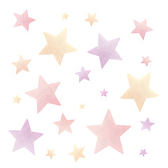 Obraz premium Pastel Watercolor Stars: Dreamy Background for Design Projects on transparent background