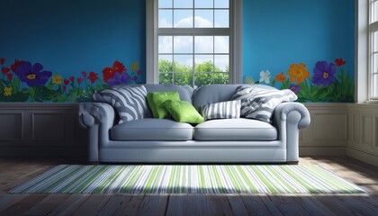 Fototapeta premium Cozy room with a floral design