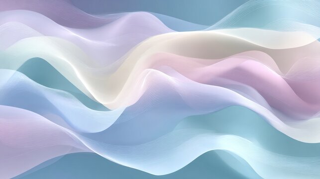 Soft rhythmic waves flowing in pastel shades, seamless and calming, peaceful background, calming rhythms background, minimalist abstract art for stress relief. High quality