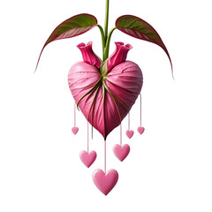 Obraz premium Heart Shaped Floral Design Hanging Hearts Romantic isolated on transparent background Generative AI.