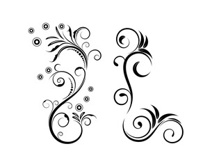 Set of Black Outline Flourishes Vector