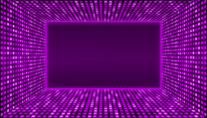 Purple space room display grid square light field technology abstract background