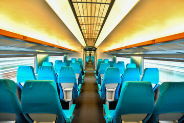 View of interior magnetic high-speed train levitation line  with speed 500 km/h, Shanghai, China