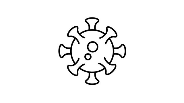 Animated virus cell icon. Floating corona cell line animation. Contagious respiratory disease. Motion graphics animation .Black illustrator on white background 