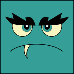 Square Monster Cartoon Illustration