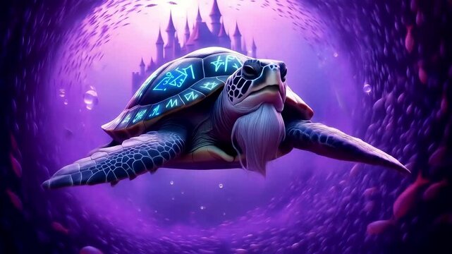 Mystical Underwater Turtle A Fantasy Sea Creature Artwork