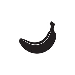 Minimalist Black Silhouette of a Banana on a White Background

