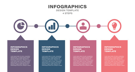 4 steps simple business and marketing infographic template with icons and space for data