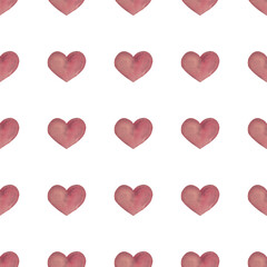 Hand drawn hearts. Pink watercolor. Seamless pattern for your design. Ideal for textile and wallpaper