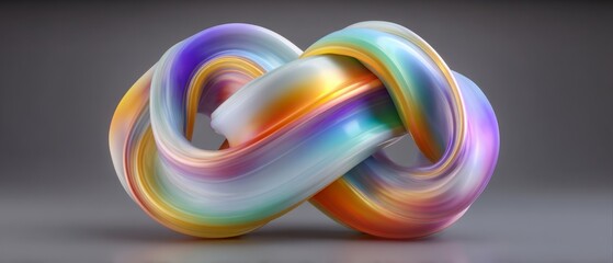 Abstract Multicolored Ribbon Knot  3D Render  Modern Design  Infinite Loop