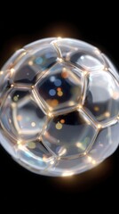 Naklejka premium Crystal Soccer Ball Luxury Sport Abstract Shiny Glass Golden Texture 3D Rend