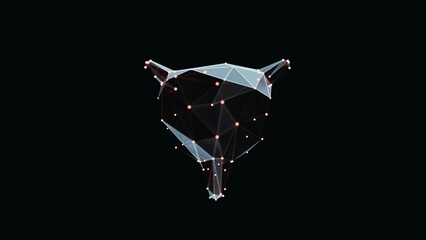 3d render of a vibrant, low-poly bladder over dark background. Bladder wireframe made of light points. 3d illustration