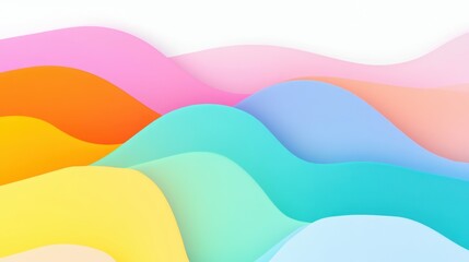 Fototapeta premium Abstract Colorful Waves In Soft Pastel Gradients Creating A Serene Background Design
