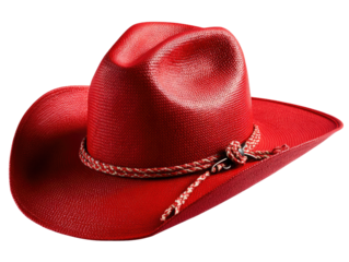 Red Cowboy Hat: A striking red cowboy hat, a symbol of the adventurous spirit, rests, showcasing its elegant craftsmanship and iconic design.