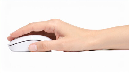 Woman hand holding a modern wireless computer mouse