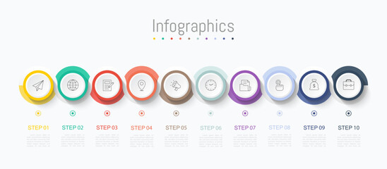 Infographic 10 options design elements for your business data. Vector Illustration.