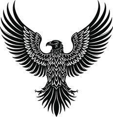 Majestic Black Eagle with Spread Wings: Bold, Powerful Vector Illustration for Graphic Design.