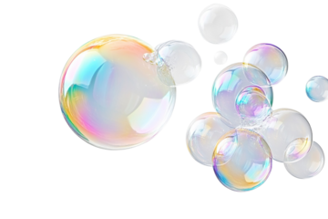 white soap bubbles isolated on white background