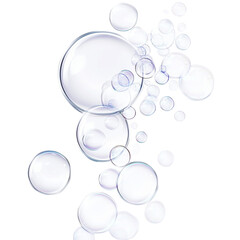 white soap bubbles isolated on white background