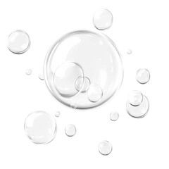 Soap foam, colorful bubbles isolated on white