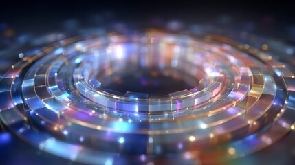 Fototapeta premium Abstract Glass Circle Background Iridescent Neon Holographic Gradient Design