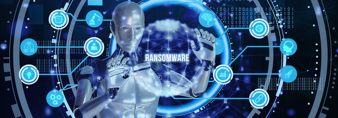 Cyber security lock that is being decoded using a ransomware. 3d illustration