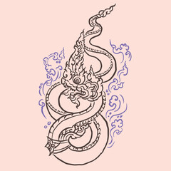 abstract of Asia dragon vector for card decoration illustration 