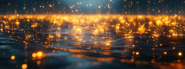 Fototapeta premium Glowing Golden Data Transforming into Insights Abstract Background