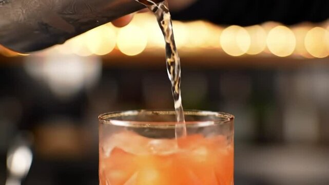 A glass of mocktail being poured