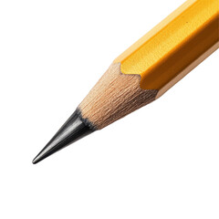 Closeup of a yellow pencil showcasing fine tip for drawing and writing in detail, Closeup EE pencil used for writing and drawing isolated on Transparent background