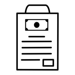 Outline icon of financial budgeting document with dollar sign