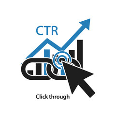 Click through rate ctr growth chart icon